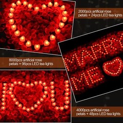 2000pcs Artificial Rose Petals with LED Tea Lights Kit for Special and Romant…