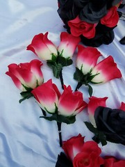 24 Pc Black Rose, Pink / Yellow Rose Bridal Bouquet Set, Wedding Bouquet Package