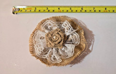 Handmade Burlap Rose Flowers w/Lace DIY pk of 10 *Weddings Occasions Decoration*