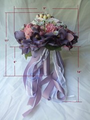 Wedding Bouquets 4pc package Bridal Bouquet SILK flowers Purple Orchid Hand Made