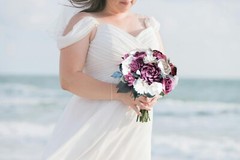 Fuchsia Bridal Bouquet Sola Wood Flower Dark Pink Ivory White Bridesmaid Corsage