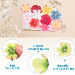 100Pcs Fake Silk Flower Heads, Artificial Cherry Blossom Wedding, Yellow/Green