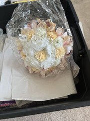 9″ Bridal Bouquet – Champagne Carnation Pink Orchid White Rose Wedding Flowers