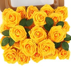 Artificial Flowers Real Touch Fake Flowers Soft Foam Roses with 30PCS Yellow