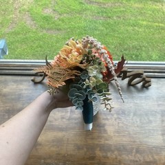 Bridal Bouquet Exquisite Budget Handmade Faux Floral Lovely Fall Red/Orange Pink