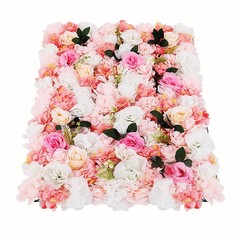 12Pcs Artificial Flower Wall Rose Floral Panel Backdrop Decor for Party Wedding