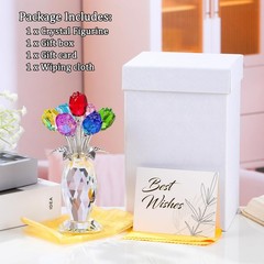 Arikyrist Crystal Colorful Rose Flower Bouquet Figurine with Vase,