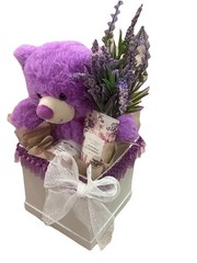 Victoria Secret Jasmine & Elderberry Floral Gift Basket/Purple Bear