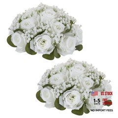 Baby Breath Flower Balls: 8.6 inch Diameter Artificial Rose Fake 2 Pcs White