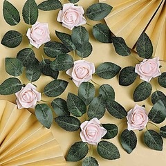 24 BLUSH 2″ Mini FOAM ROSE Flowers Stems Wedding Events Decorations Supplies