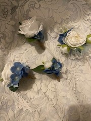 WEDDING BOUQUET SET 18pc set FREE SHIPPING! DUSTY BLUE! Custom Colors Too