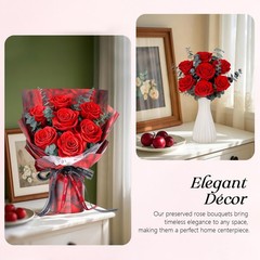 Preserved Flowers Bouquet 7 Roses – Red Real Rose & for Delivery,