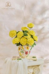 Yellow Flowers Artificial Rose 25pcs Realistic Fake Roses for Canary Yellow