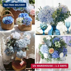 MARTINE MALL 3Pcs 21in Hydrangea Artificial Flowers, Latex Real Touch Hydrangeas