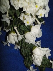 New Sullivan Inc. Snow White French Rose/Stephanotis Silk Flowers Bridal Bouquet
