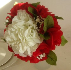 Red and White Rose Bridal Bouquet, Wedding Bouquet, Red Rose Bouquet, White Rose