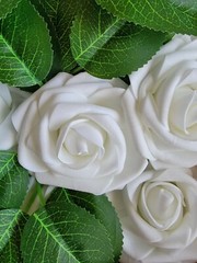 50 Pcs Artificial Flowers Foam Roses with Wire Stem White Roses