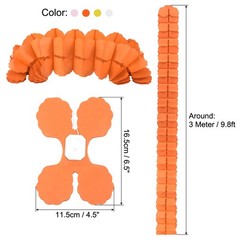 12Pcs 9.8ft Four-Leaf Paper Flower Garland Hanging Streamer Orange Theme 4 Color