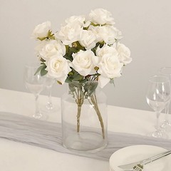 IVORY 2 Bushes 17″ Silk Roses Artificial FLOWERS Bouquets Party Decorations