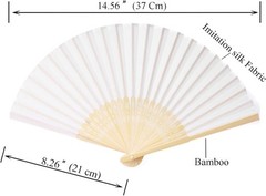 24pcs White Imitated Silk Hand Fan Set Bamboo Folded Fans for Weddings Parties