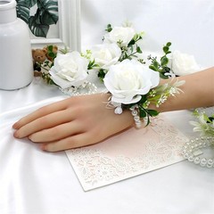 Elegant White Corsage & Boutonniere Set for Weddings & Proms – 1 Piece Each