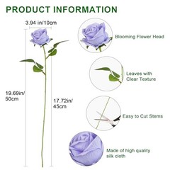 Artificial Flowers Roses Touch Fake Rose Bouquet Flower 50 Light Purple 50pcs