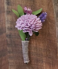 Purple & Plum Sola Wood Wildflower Bridal Bouquet Boutonniere Wedding Flowers