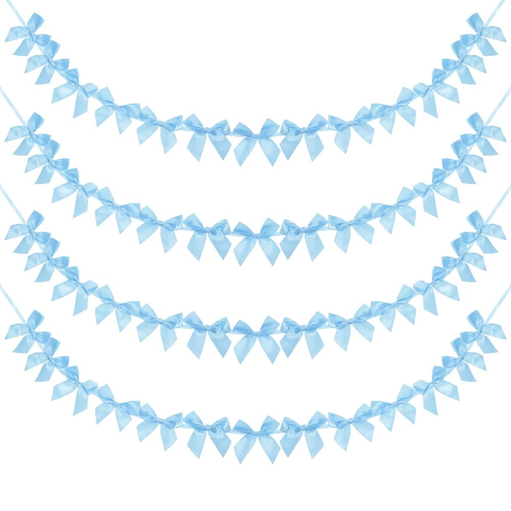4 String of 13 PCS Sky Blue Bow Garland Banner Decoration Party Bow