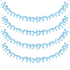 4 String of 13 PCS Sky Blue Bow Garland Banner Decoration Party Bow