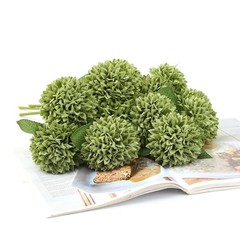 12Pcs Artificial Chrysanthemums Flowers Ball Silk Fall Chrysanthemums Green