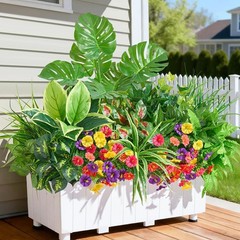 Artificial Plants Outdoor,18PCS UV Resistant Fake Greenery&Flowers with Stems…