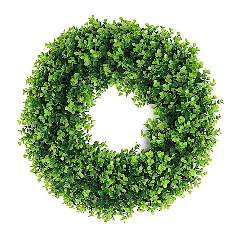 2 Green 21″ Wreaths Artificial Eucalyptus Leaves Candle Rings Party Decorations
