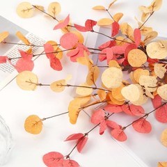 6pcs Eucalyptus Stems Fake Orange Red Autumn Leaves Artificial Silk 6pcs-orange