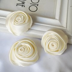 5pcs Satin Ribbon Rose Flowers DIY Wedding Bridal Bouquet Dress Decor