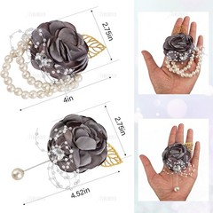 Light Gray 2-Pack Wrist Corsage & Boutonniere Set – Elegant Wedding Accessories