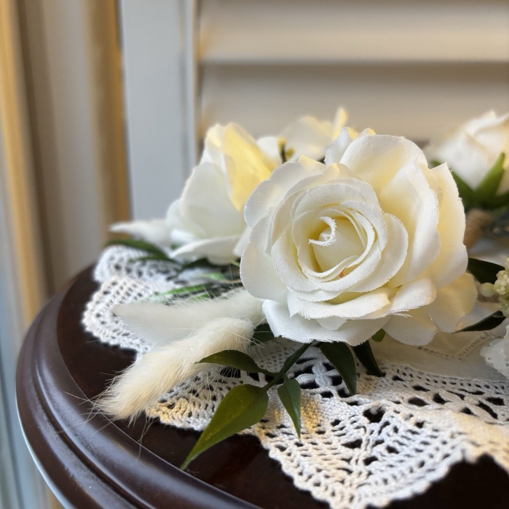 Lot Of 6 White Rose Boutonnieres For Men/Grooms Wedding