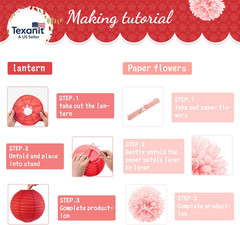 Valentine’S Day Decorations, 12 PCS Pink Red Love Tissue Paper Pom Poms and Lant