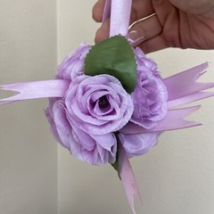 Set Of 6 Light Purple Artificial Flower Ball Hanging Decoration