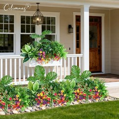 Artificial Plants Outdoor,18PCS UV Resistant Fake Greenery&Flowers with Stems…