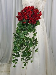 Roses Are Red Waterfall Faux Silk Wedding Bouquet