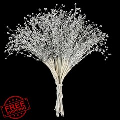100pc Silver Pearl Bouquet Stick Flower Picks Wedding Vase Filler