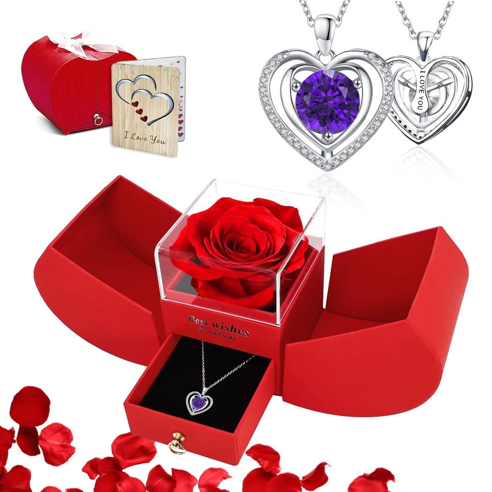 Dfilio Preserved Red Real Rose with I Love You 09. September(sapphire)