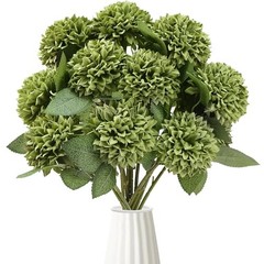 12Pcs Artificial Chrysanthemums Flowers Ball Silk Fall Chrysanthemums Green