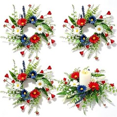 PCS Patriotic American Candle Rings Wreaths Artificialth of July Independence 4