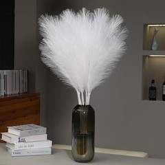 9 Stems Faux Pampas Grass – 38 Inch Tall Artificial Pompous Grass Decor, White