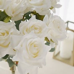 IVORY 2 Bushes 17″ Silk Roses Artificial FLOWERS Bouquets Party Decorations