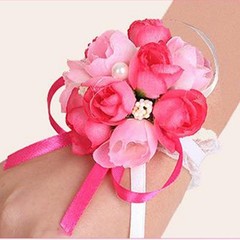 4 Pcs Wedding Brooch Wrist Flowers Silk Flower Ornament for Wedding Parties