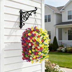 Artificial Fake Hanging Flowers Basket for Spring Yellow White Purple Red