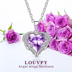 Gift for Girlfriend- Valentine Purple Rose box with necklace,