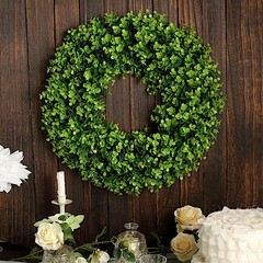 2 Green 21″ Wreaths Artificial Eucalyptus Leaves Candle Rings Party Decorations